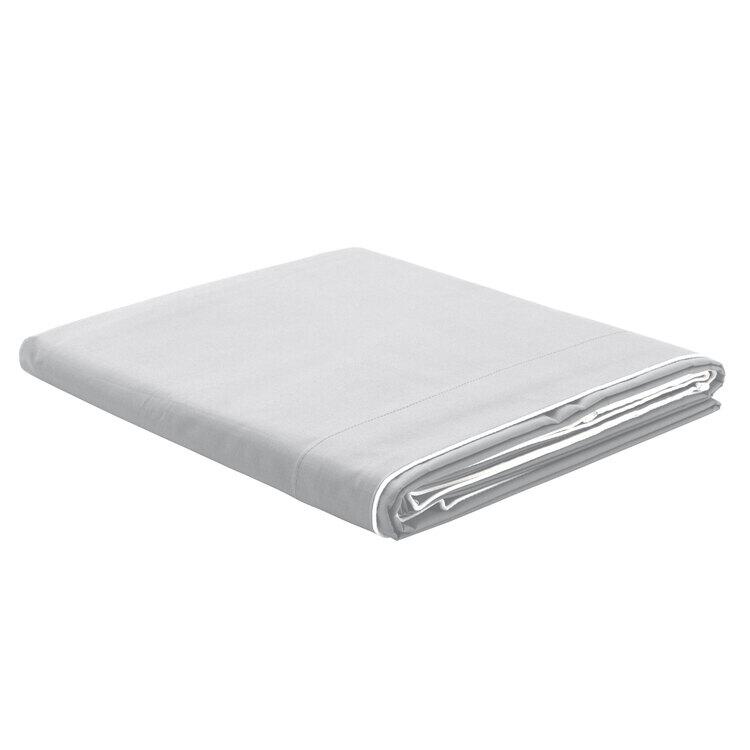 Drap plat Unis percale 94 fils Gris perle
