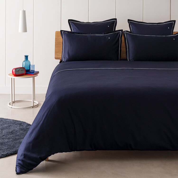 Parure de lit UNI EN SATIN NAVY Tommy Hilfiger